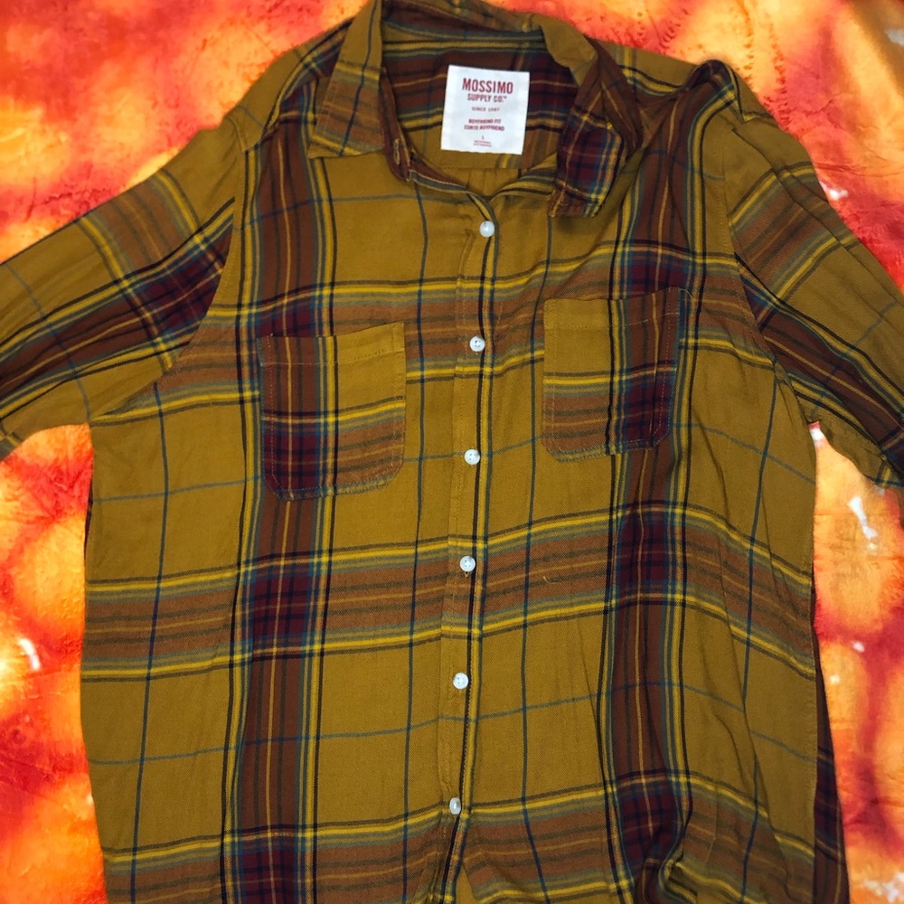 Mustard yellow plaid flannel